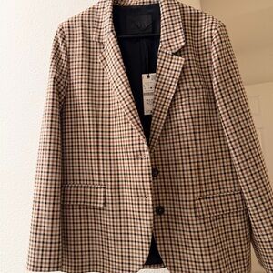 Brand New*** Zara Tan Checkered Blazer